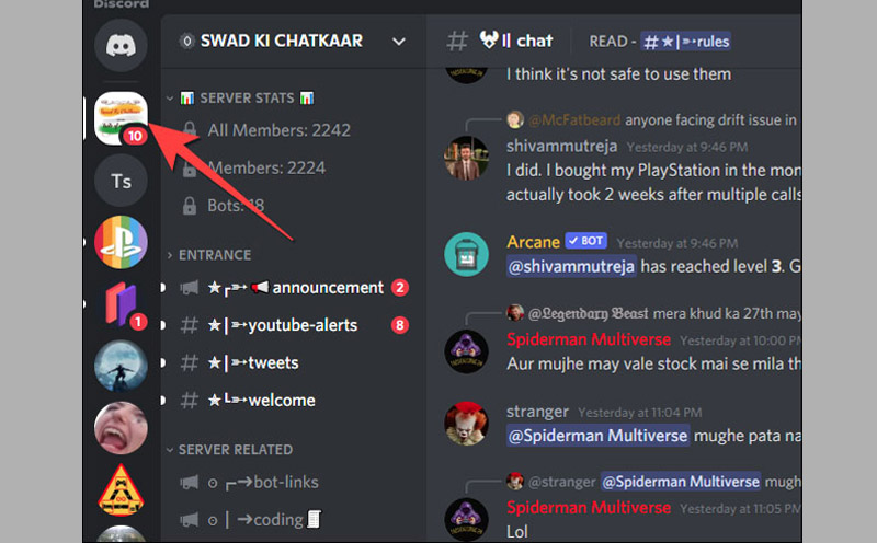 Mở ứng dụng Discord, vào server có người muốn chặn