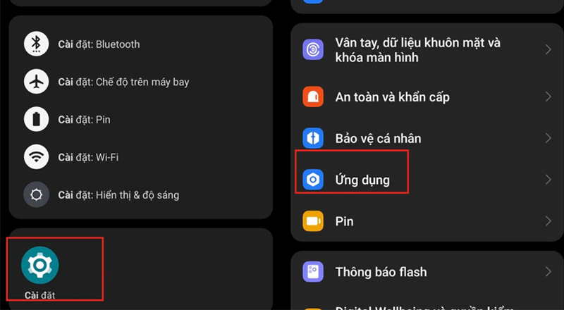 Khởi chạy ứng dụng Cài đặt, nhấn vào mục Ứng dụng 
