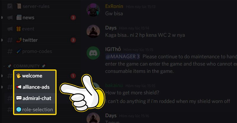 Tiếp theo, bạn vào kênh chat chung bất kỳ