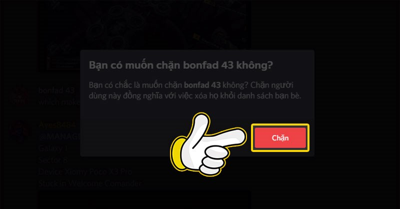 Xác nhận lại bằng cách nhấn Chặn một lần nữa