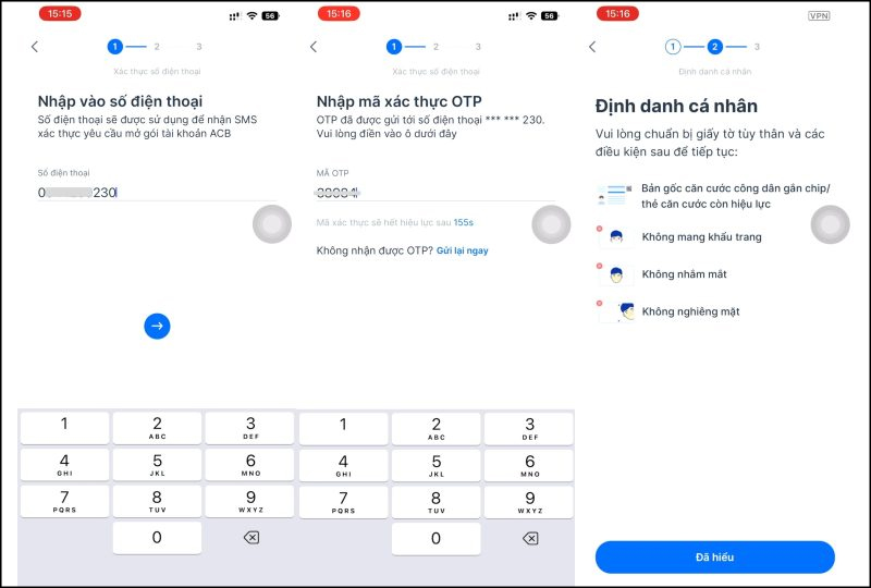 Xác thực số điện thoại và nhập mã OTP