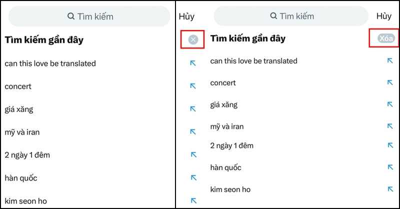 Nhấn biểu tượng dấu X ở bên phải và chọn Xóa 