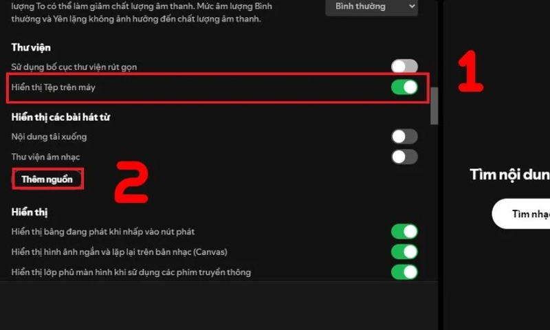 Bật tùy chọn Hiển thị Tệp trên máy, nhấn Thêm nguồn 