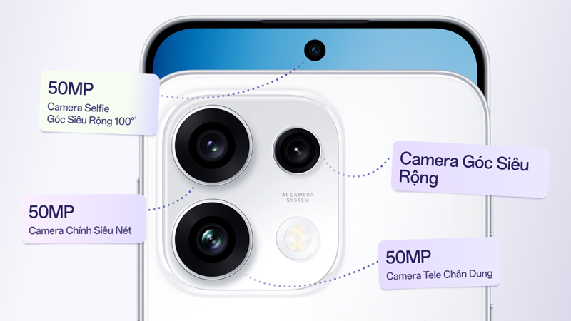 OPPO Reno16 F 5G có cụm camera sau sắp xếp hài hòa
