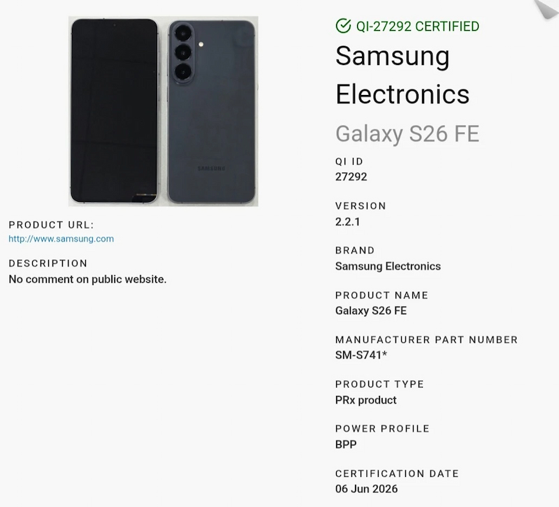 Samsung Galaxy S26 FE lộ diện