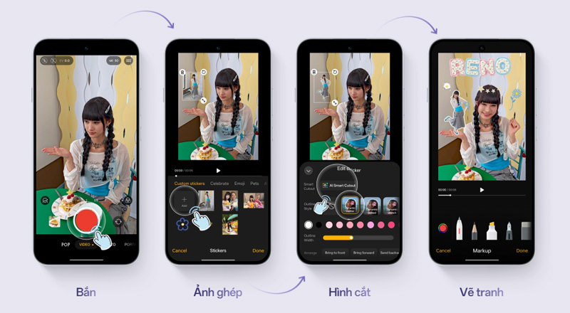 AI Remix Collage trên OPPO Reno16 F