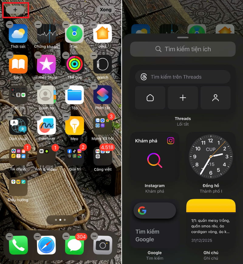 Thêm tiện ích trên iPhone 11