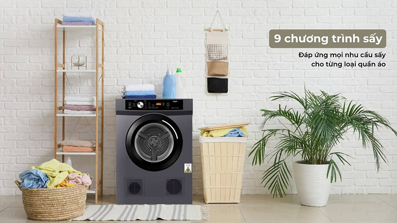 Máy sấy quần áo 8 kg AQH-V800H.SS phù hợp cho gia đình 3 - 5 người