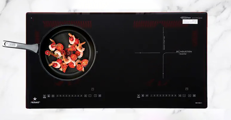 Bếp Điện Từ Đôi Âm Pramie PRMY-2208 có thiết kế hiện đại 