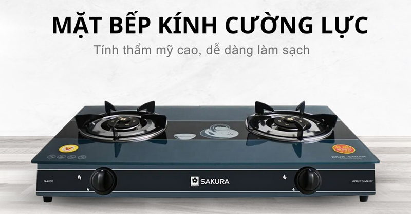 Bếp gas đôi Sakura SA-692SG nổi bật với thân bếp viền inox
