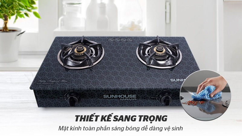 Bếp gas đôi Sunhouse Mama MMBB0787MT sở hữu thiết kế hiện đại