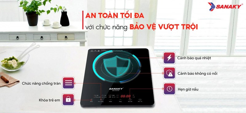 Bếp từ đơn Sanaky VH-3101HY 2000W trang bị tính năng cảnh báo quá nhiệt