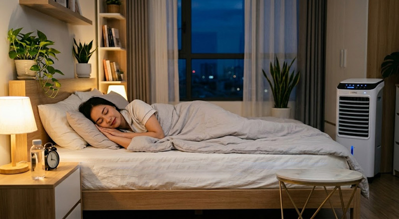 Đặt quạt quạt điều hòa cách giường ngủ 15 - 30cm