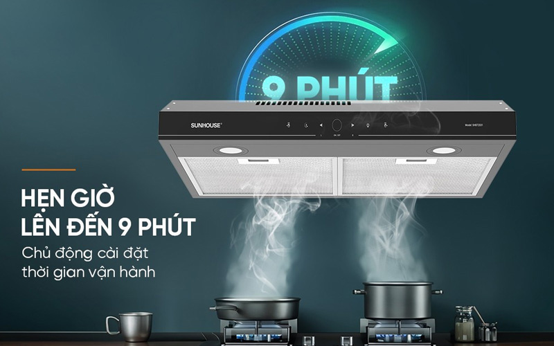 Máy hút mùi Sunhouse trang bị nhiều tính năng tiện ích 