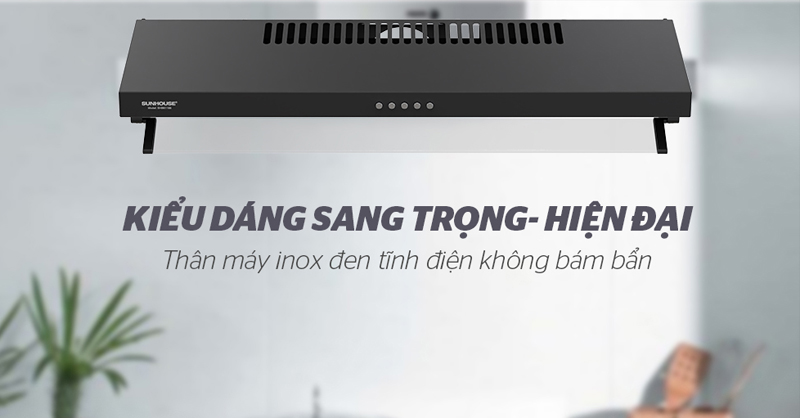 Máy hút mùi vỏ sơn Sunhouse SHB6118B có thiết kế gọn gàng 