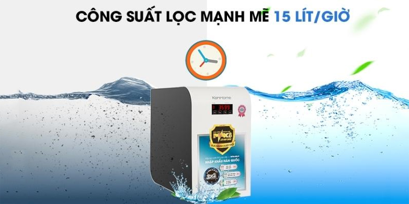 Máy lọc nước Korihome thường có công suất lọc 15 lít/giờ