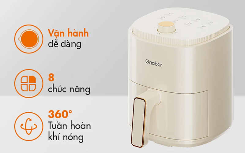 Nồi Chiên Không Dầu Gaabor AF-35M01A tích hợp 8 chương trình nấu 