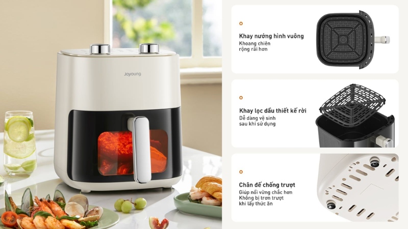 Nồi Chiên Không Dầu Joyoung JAF-565 sở hữu thiết kế hiện đại