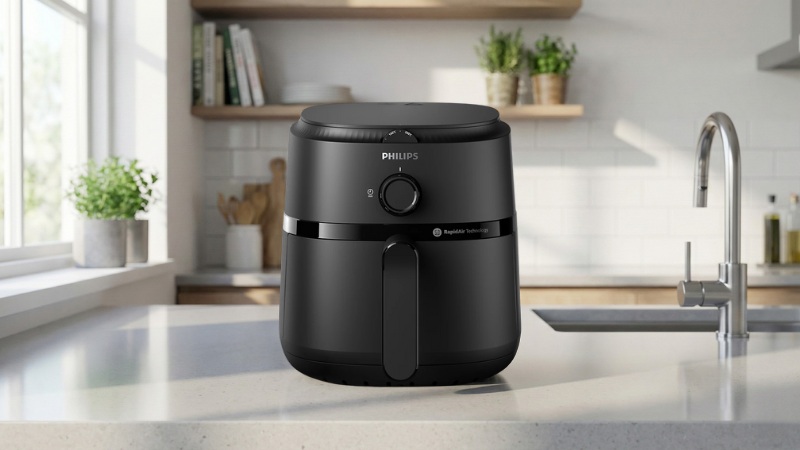 Nồi Chiên Không Dầu Philips NA120/00 nhỏ gọn, công suất mạnh mẽ