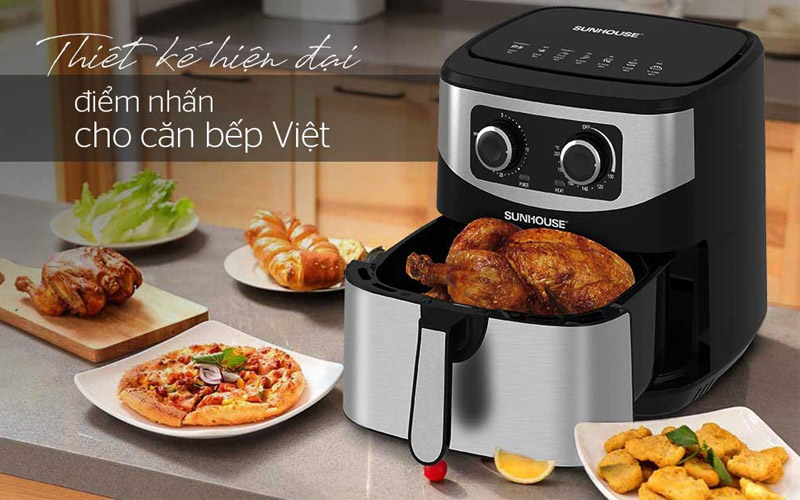 Nồi Chiên Không Dầu SUNHOUSE SHD4035 có kiểu dáng gọn gàng 