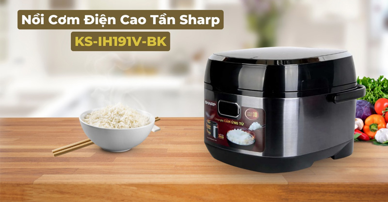 Nồi Cơm Điện Cao Tần Sharp KS-IH191V-BK có thiết kế nắp gài chắc chắn
