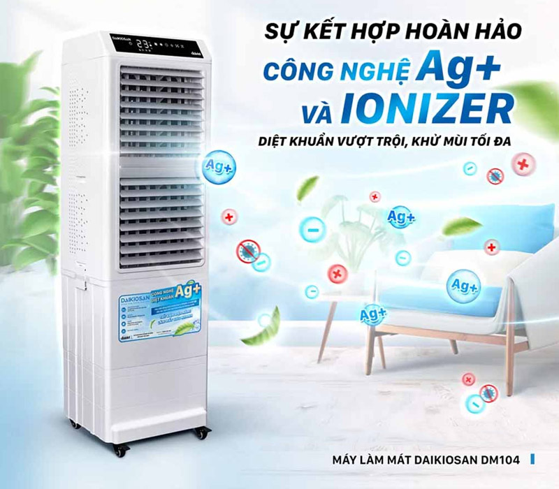 Công nghệ diệt khuẩn Ag+ trên Quạt Điều Hòa Daikiosan DM104 300W