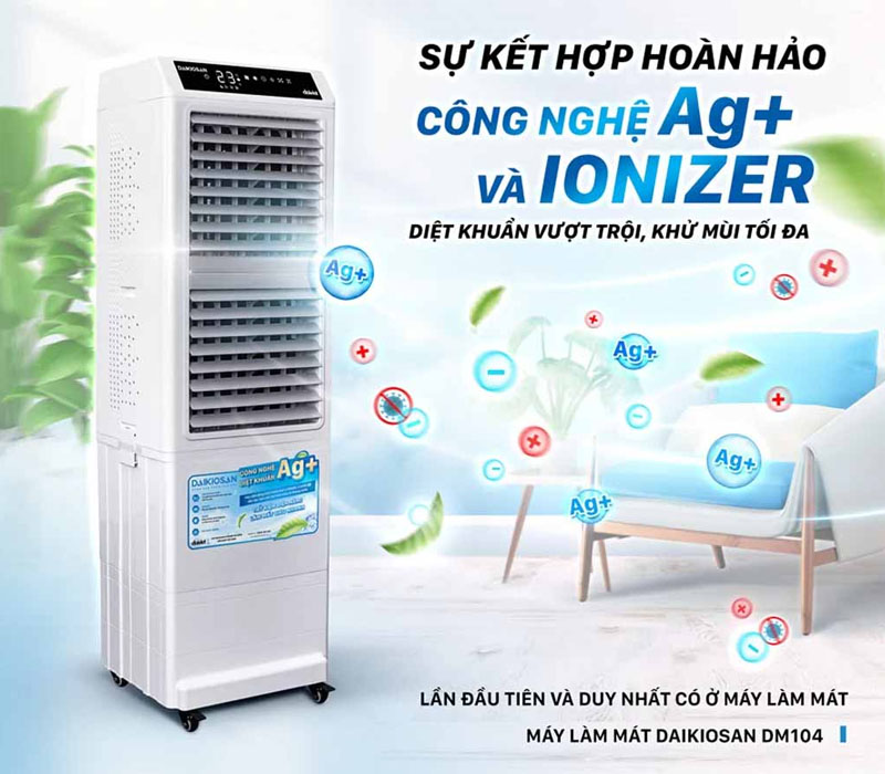Quạt Điều Hòa Daikiosan DM104 300W có công nghệ diệt khuẩn Ag+