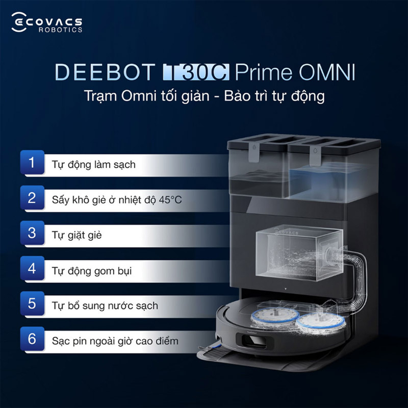 Trạm sạc của Robot Hút Bụi Thông Minh Ecovacs T30C Prime Omni