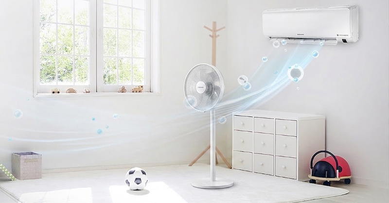 Sử dụng quạt trong phòng điều hòa cho phòng diện tích lớn 