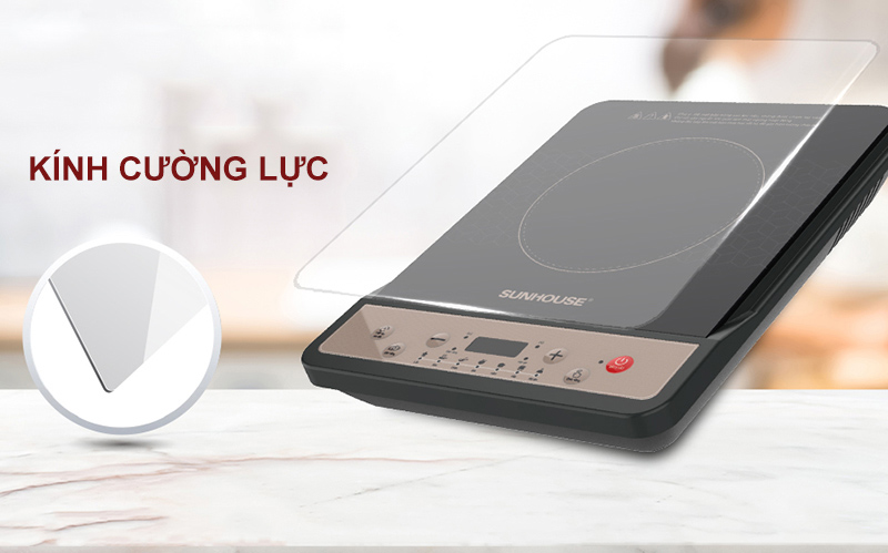 Bếp từ đơn Sunhouse SHD6160 1800W có mặt bếp chịu được đến 600°C