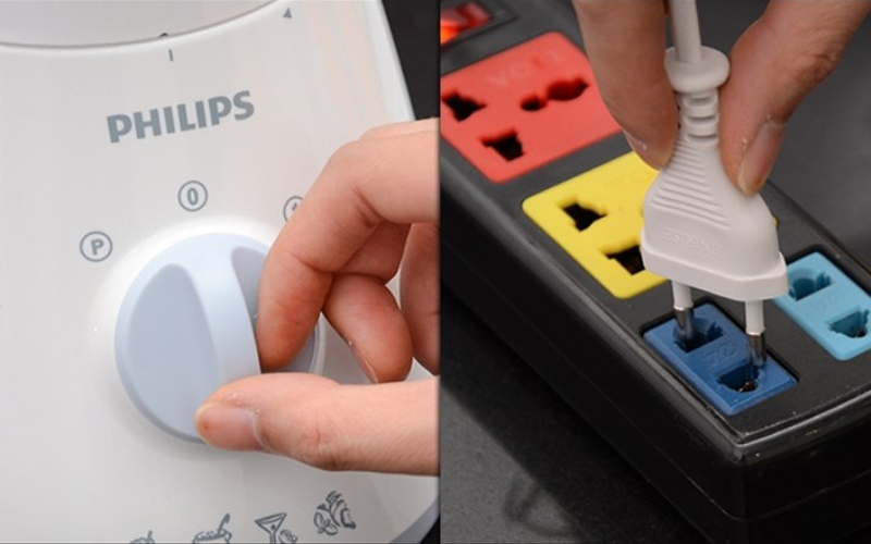 Sau khi sử dụng vặn nút điều khiển về 0 và rút phích cắm