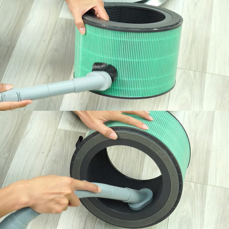 Đặt bộ lọc lên bề mặt phẳng và tiến hành vệ sinh 