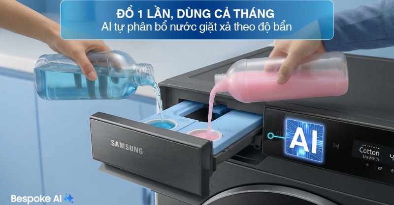 Chi tiết cách sử dụng ngăn giặt xả tự động máy giặt Samsung