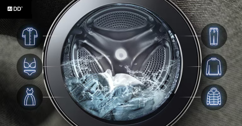Công nghệ AI DD™ giúp máy giặt LG điều chỉnh chuyển động lồng giặt thông minh