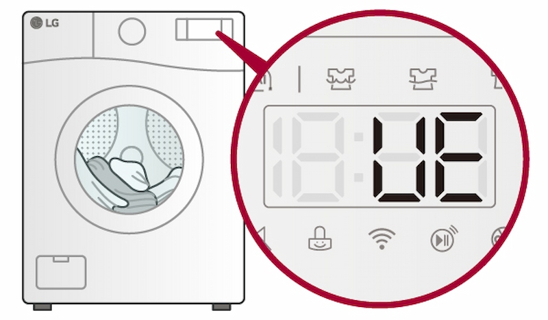 Máy giặt LG báo lỗi UE khi quần áo có thể bị cuộn chặt vào nhau thành một khối lớn và dồn về một phía của lồng giặt