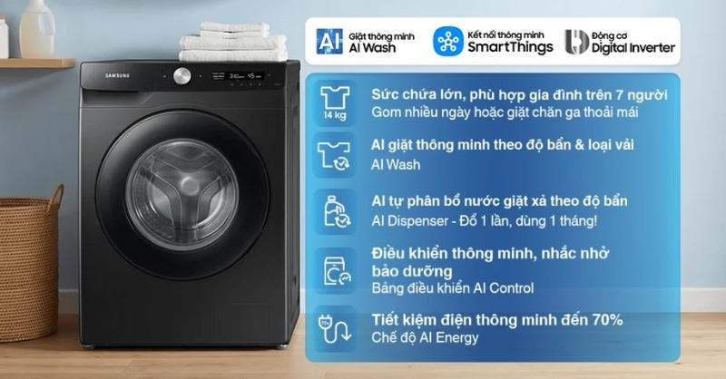 Máy giặt Samsung AI giặt thông minh