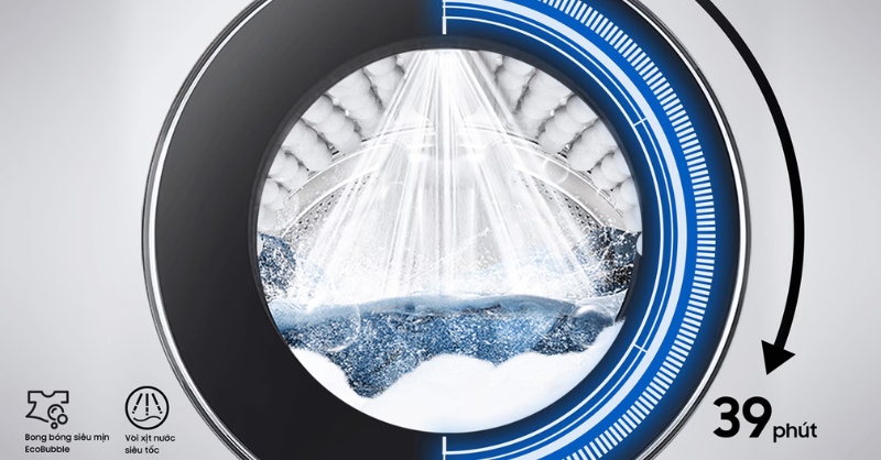 Máy giặt Samsung QuickDrive giặt siêu tốc 39 phút, sạch nhanh và tiết kiệm điện