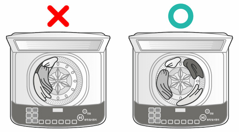 Nếu đồ giặt bị kẹt ở một bên, hãy tháo một số đồ giặt, trải đều đồ giặt còn lại