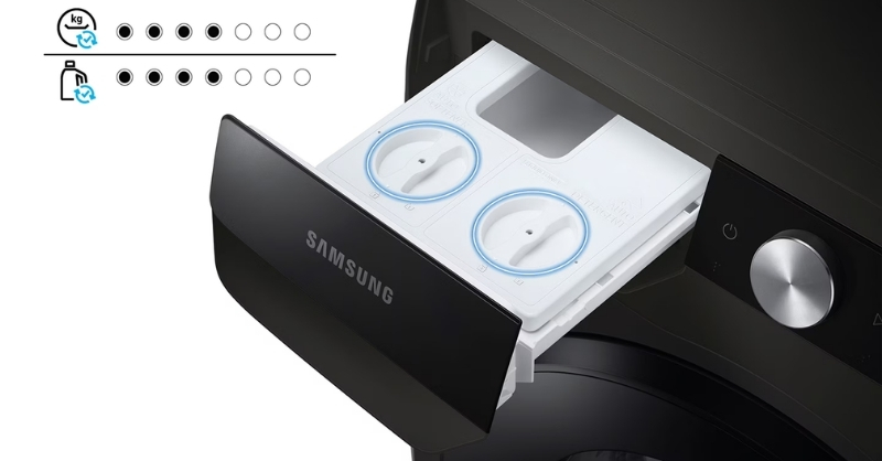Ngăn AI Dispenser giúp tiết kiệm chất giặt xả, bảo vệ màu vải bền lâu