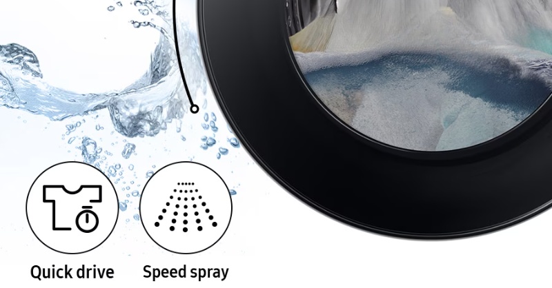 Speed Spray trên máy giặt Samsung giúp xả sạch và tiết kiệm thời gian