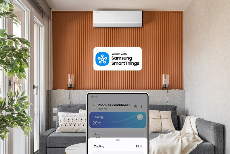 Bạn có thể dễ dàng điều khiển máy lạnh từ xa thông qua ứng dụng SmartThings trên smartphone