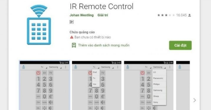 Bật/tắt máy lạnh qua app IR Remote