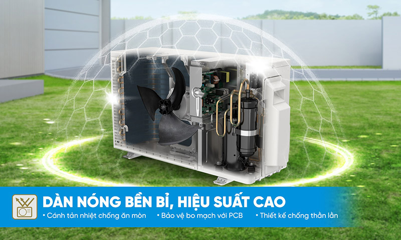 Cấu trúc dàn nóng Daikin kín hơn bảo vệ bảng mạch biến tần