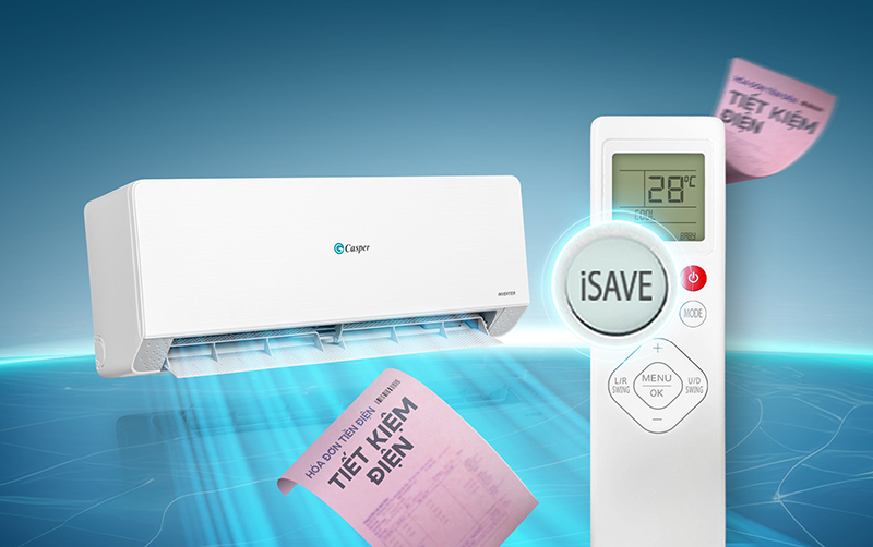 Chế độ iSave trên máy lạnh Casper giúp tiết kiệm điện chỉ với một nút bấm