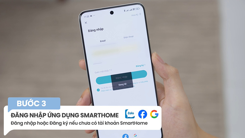 Đăng nhập ứng dụng Smarthome