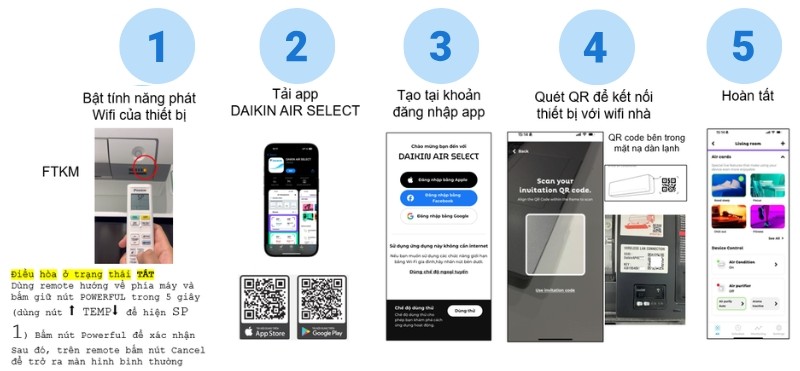 Điều hòa FTKM-AVMV kết nối ứng dụng Daikin Air Select dễ dàng
