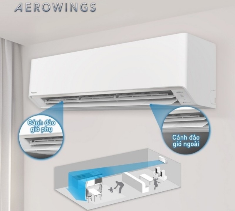 Điều hòa Panasonic AEROWINGS tạo luồng gió thổi xa, làm mát hiệu quả