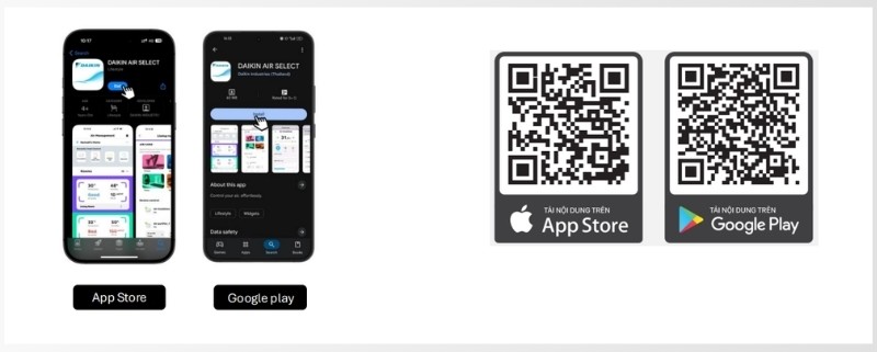Hướng dẫn cài đặt app Daikin Air Select cho Android và iPhone