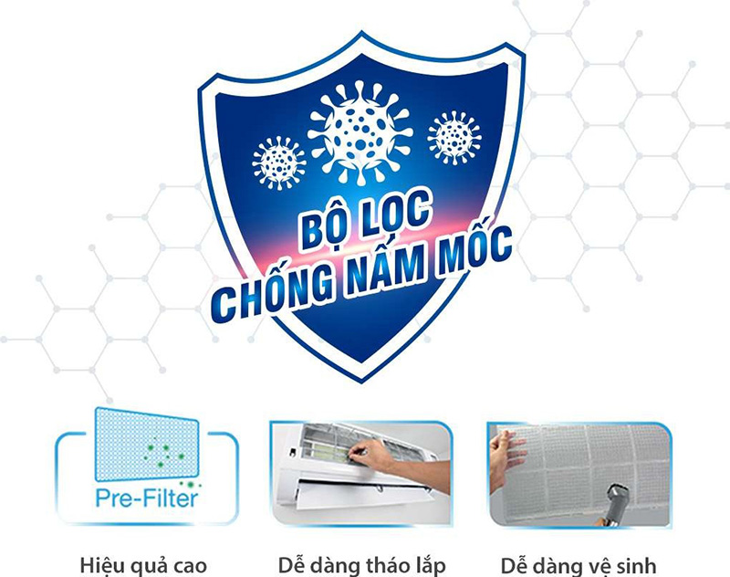 Máy lạnh Toshiba sở hữu bộ lọc chống nấm mốc bảo vệ sức khỏe gia đình