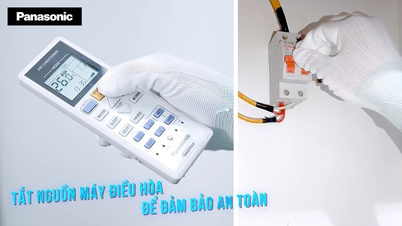 Ngắt kết nối với nguồn điện trước khi vệ sinh điều hòa Panasonic